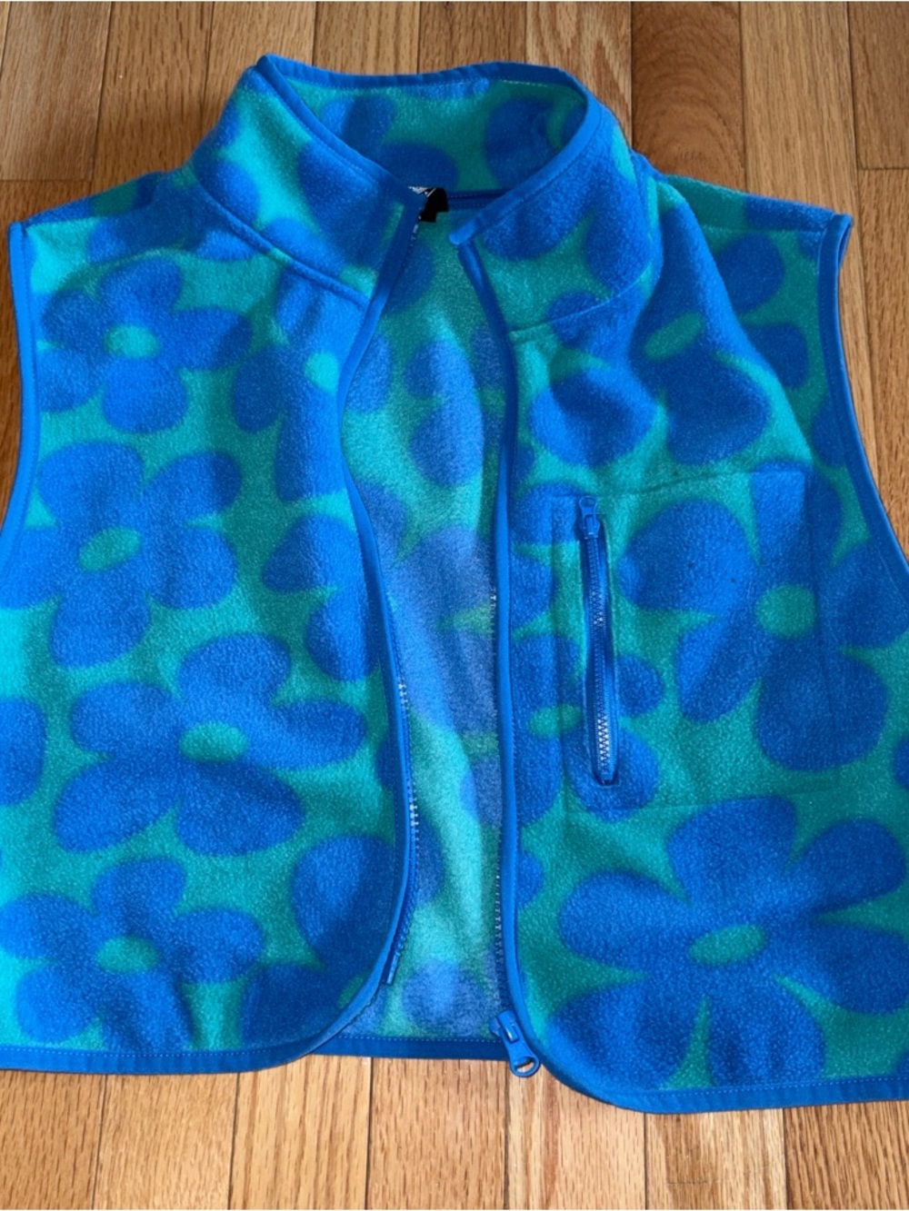 PacSun Blue & Teal Floral Fleece Vest